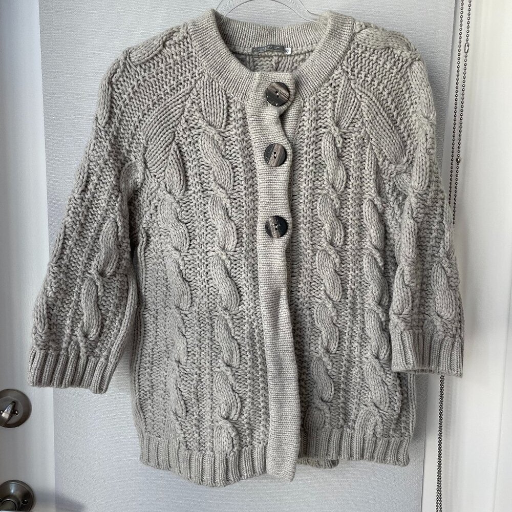 Franco Ziche 100% Lambswool Cable Knit Cardigan – Size 46 – Made in Italy
